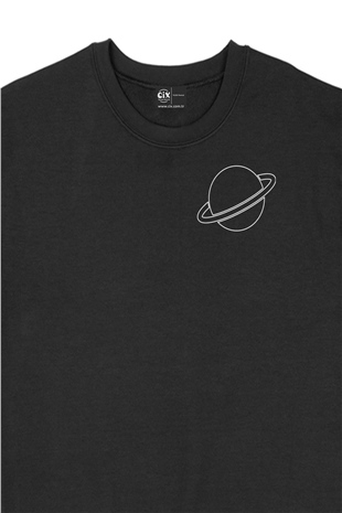 Saturn Cep Logolu Siyah Sweatshirt