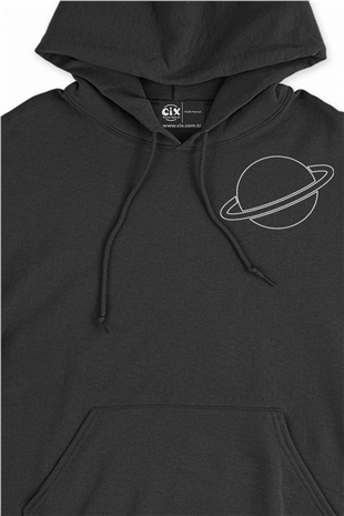 Saturn Cep Logolu Siyah Sweatshirt Hoodie