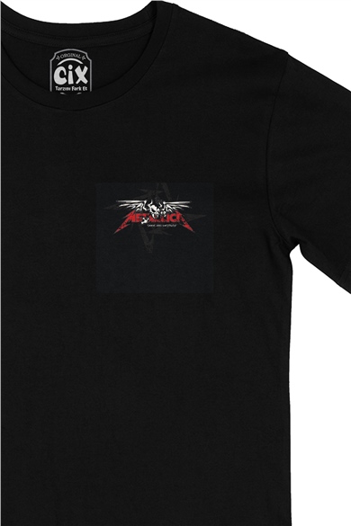 Seek And Destroy Metallica Cep Logo Tasarımlı Siyah Tişört