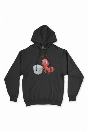 Şeker Karınca Siyah Kapşonlu Sweatshirt Hoodie