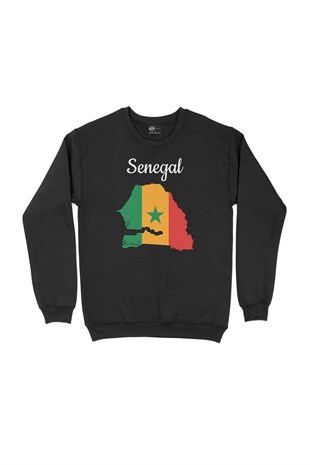 Senegal Haritalı ve Bayraklı Siyah Sweatshirt
