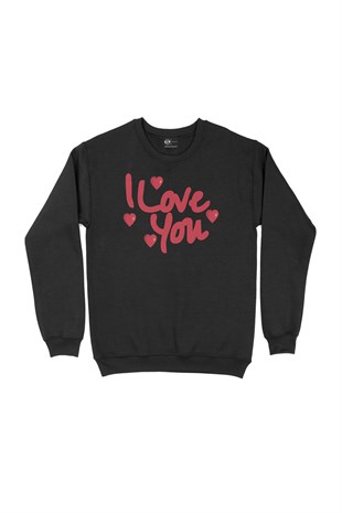 Seni Seviyorum Siyah Sweatshirt