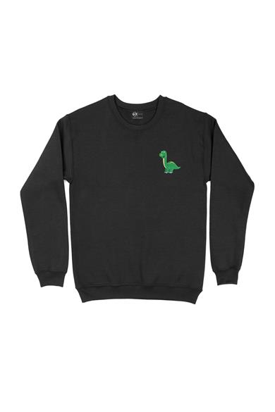 Sevimli Dinozor Cep Tasarım Baskılı Sweatshirt