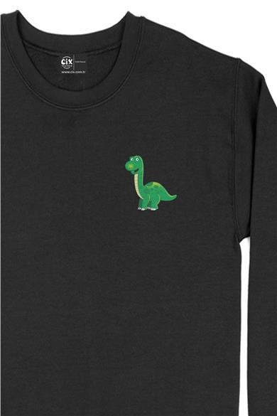Sevimli Dinozor Cep Tasarım Baskılı Sweatshirt