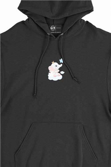 Sevimli Fil Yavrusu Minimal Kapşonlu Sweatshirt Hoodie