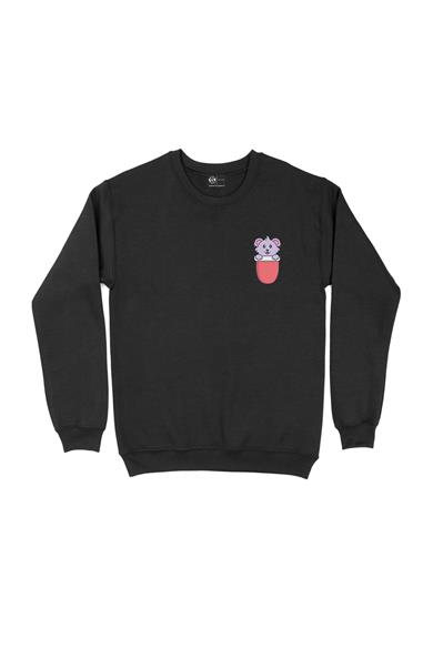 Sevimli Koala Cep Tasarım Baskılı Sweatshirt