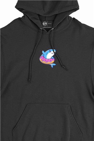 Sevimli Köpek Balığı Minimal Kapşonlu Sweatshirt Hoodie