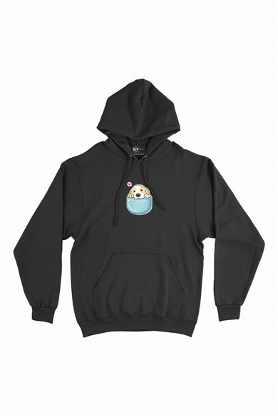 Sevimli Köpek Minimal Kapşonlu Sweatshirt Hoodie