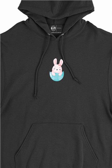Sevimli Tavşan Minimal Kapşonlu Sweatshirt Hoodie