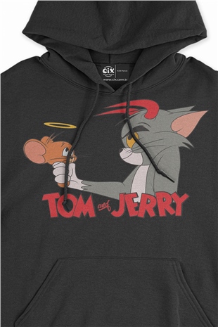 Sevimli Tom ve Jerry Siyah Sweatshirt Hoodie