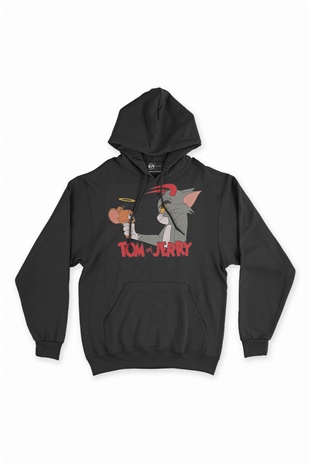Sevimli Tom ve Jerry Siyah Sweatshirt Hoodie