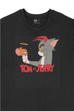 Sevimli Tom ve Jerry Siyah Sweatshirt