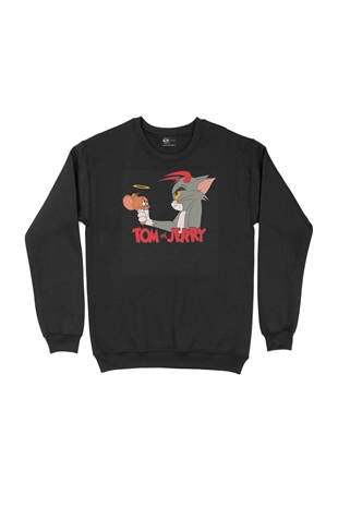 Sevimli Tom ve Jerry Siyah Sweatshirt