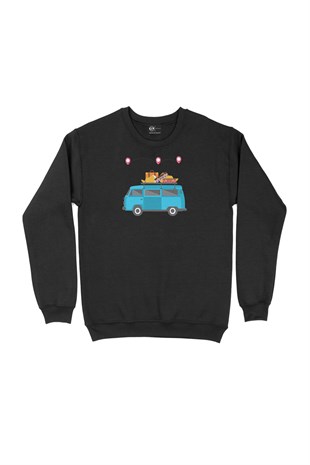 Seyahat Karavanı Siyah Sweatshirt