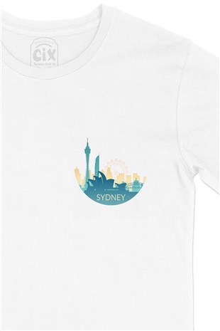 Sidney Cep Logo Tasarımlı Beyaz Tişört