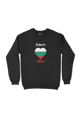Silistre Bulgaristan Bayraklı Kalpli Siyah Sweatshirt