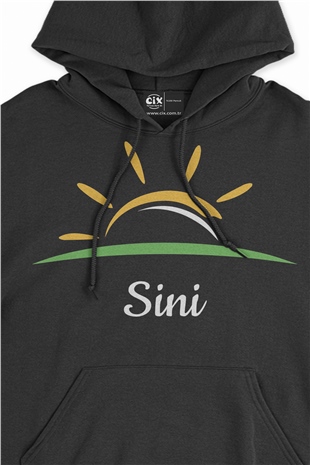 Sini Hindistan Güneş Logolu Siyah Sweatshirt Hoodie