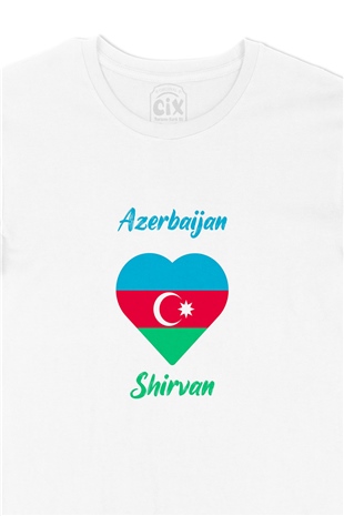 Şirvan Azerbaycan Bayraklı Kalpli Tişört