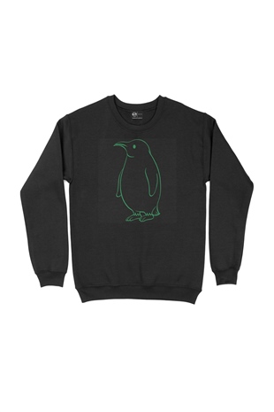 Şişman Penguen Çizimli Siyah Sweatshirt
