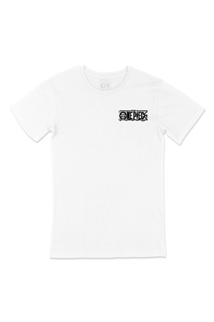 Siyah One Piece Cep Logo Tasarımlı Beyaz Tişört