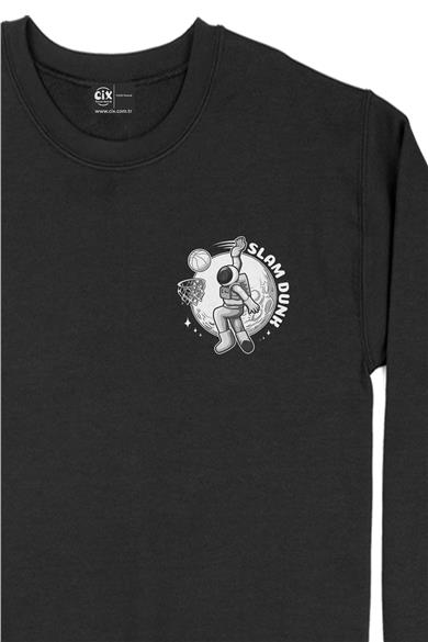 Slam Dunk Basketbolcu Astronot Cep Tasarım Baskılı Sweatshirt