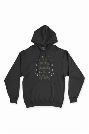Sleeping Under The Stars Siyah Kapşonlu Sweatshirt Hoodie