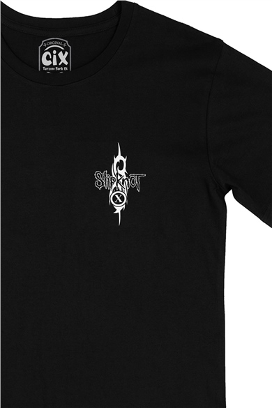 Slipknot Logo Tasarımlı Cep Logo Tasarımlı Siyah Tişört