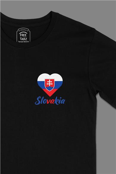 Slovakya Baskılı Cep Tasarım Siyah Tişört