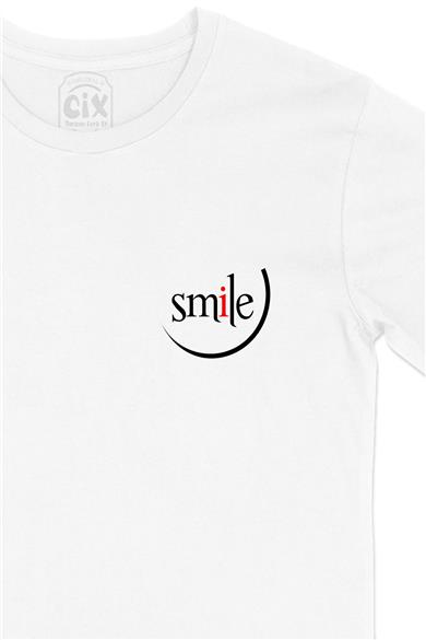 Smile Cep Tasarım Baskılı Beyaz Tişört