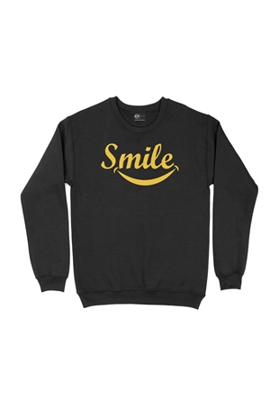 Smile Gülümse Siyah Sweatshirt