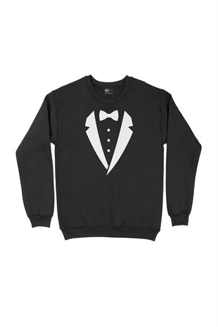 Smokin Tasarımlı Siyah Sweatshirt