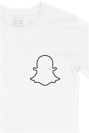 Snapchat Hayalet Logolu Cep Logo Tasarımlı Beyaz Tişört