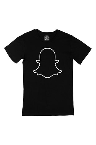 Snapchat Hayalet Logolu Siyah Tişört