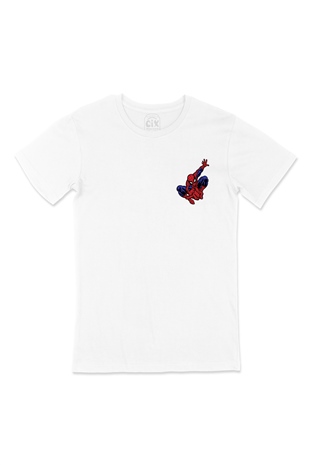 Spiderman Cep Logo Tasarımlı Beyaz Tişört