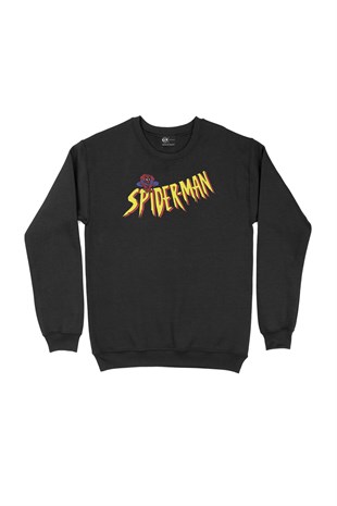 Spiderman Logolu Siyah Sweatshirt