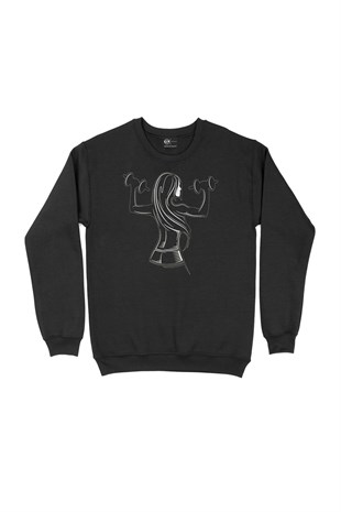 Sporcu Kız Siyah Sweatshirt