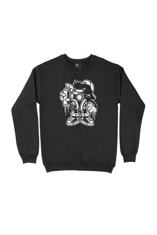 Spreyli Maskot Siyah Sweatshirt