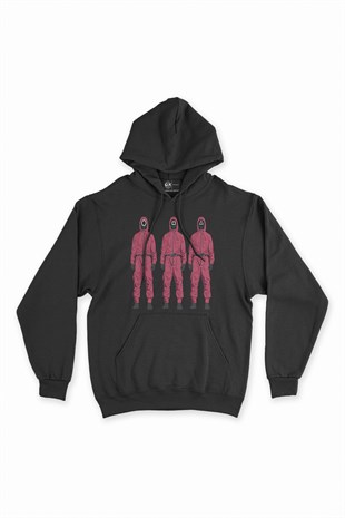 Squid Game Karakterleri Siyah Kapşonlu Sweatshirt Hoodie