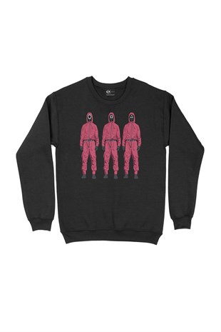 Squid Game Karakterleri Siyah Sweatshirt 
