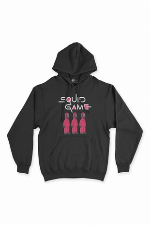 Squid Game Simpson Siyah Kapşonlu Sweatshirt Hoodie