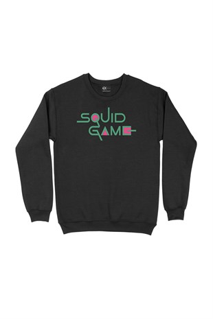 Squid Game Yazılı Siyah Sweatshirt 