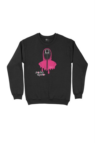 Squid Game Yazılı Yönetici Siyah Sweatshirt 