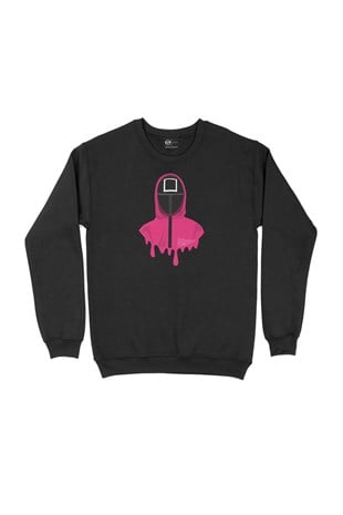 Squid Game Yönetici Maskeli Siyah Sweatshirt 