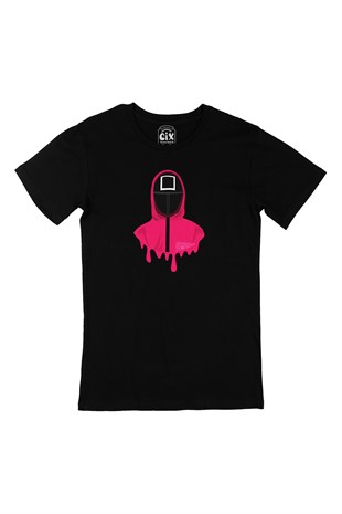Squid Game Yönetici Maskeli Siyah Tişört