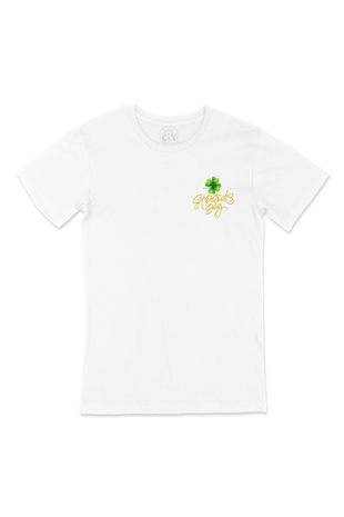 St Patricks Day Cep Logo Tasarımlı Beyaz Tişört