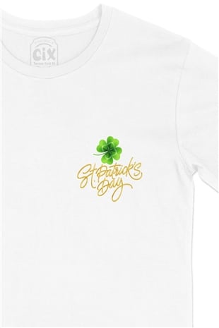 St Patricks Day Cep Logo Tasarımlı Beyaz Tişört