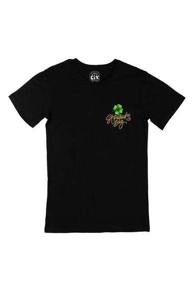 St Patricks Day Cep Logo Tasarımlı Siyah Tişört