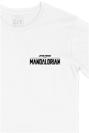 Star Wars Mandalorian Cep Logo Tasarımlı Beyaz Tişört
