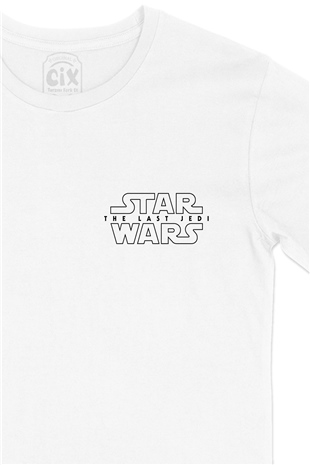 Star Wars The Last Jedi Cep Logo Tasarımlı Beyaz Tişört