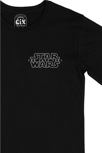 Star Wars The Last Jedi Cep Logo Tasarımlı Siyah Tişört